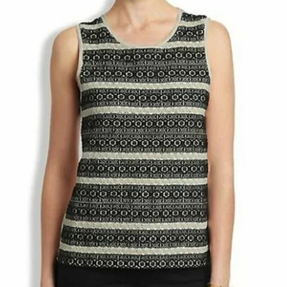 Lucky brand black cream embroidered tank top bohemians size small